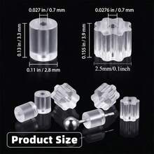 KMEOSCH 100/200/400/600pcs Transparent Silicone Earring Backs Replacement, Soft Earring Plugs, Suitable For Studs And Fish Hook Earrings, Low Sensitivity Secure Lock Backs, Suitable For Heavy Earrings, 2 Sizes - Clear - View 4