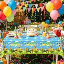 1/3PCS Tractor Party Tablecloth For Scarecrow Tractor Birthday Decorations, Farm Birthday Shower Party Farm Tractors Table Cover,54 X 108 In - Scarecrow Tractor Tablecloth - View 4