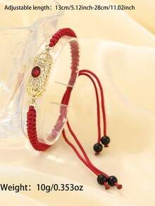 1pc Handmade Woven Arabic Style Bracelet, Hollow Rhinestone Inlaid, Drawstring Design Armband, Petite Vintage Design, Suitable For Moroccan Bride Wedding Party And Festivals - Style B - View 7