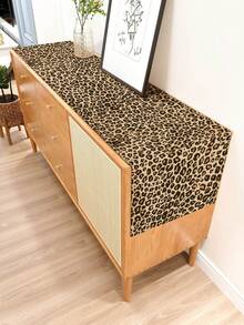 1pc Classic Leopard Print Linen Table Runner, Suitable For Holidays, Parties, Birthdays, Dinners, Kitchen & Dining Room Decor, Shoe Cabinet & Storage Cabinet Cover, All-Season Room Decor & Home Textile - Multicolor - View 5