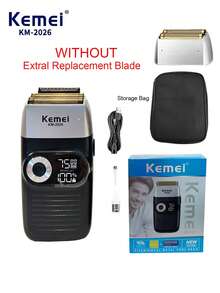 Kemei Afeitadora Eléctrica KM-2026, Afeitadora Recíproca Clásica de Doble Hoja Recargable por USB con Pantalla LCD, Afeitadora de Gran Capacidad, Afeitadora de Barba para Hombres, Afeitadora de Cabeza Calva, Regalo de Cumpleaños para Hombres, Regalo de Cumpleaños para el Padre, Regalo de Cumpleaños para el Esposo - Negro - Ver 13