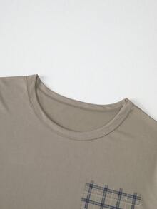 2pcs Men's Summer Lightweight Pajama Set, Short Sleeve Top And Long Pants, Men Sleepwear Set - Khaki - View 5