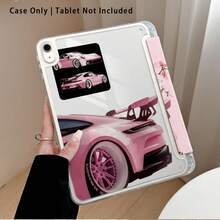 Acrylic Crystal Tablet Protective Case With Stand, Featuring Painted Car And Cherry Blossom Patterns, Compatible With Honor Pad/ MatePad/Apple / Galaxy Tab - Multicolor - View 4