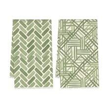 2pcs Green Geometric Pattern Printed Kitchen Towels, 100% Polyester Kitchen Cleaning Cloths, Suitable For Restaurant, Kitchen And Home Decor; Quick-Drying, Lightweight, Fade-Resistant, Low-Shedding, Anti-Mildew, High Color Fastness, Size 40*60cm - Multicolor - View 10