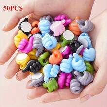 50/30/10pcs Thumb Clips, Cartoon Hand Shaped Sticky Clips, Cable Organizers, Finger Clips, Silicone Charging Cable Organizers, Phone And Data Cable Management Hooks, Multi-Functional Cable Fixers, Battery-Free Cable Organizer Accessories, Sticky Hooks, Towel Racks, Bedroom Wall Decor - Multicolor - View 11