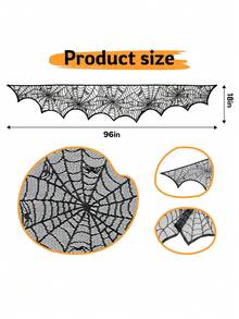 1pc Halloween Black Lace Spider Web Fireplace Shawl Scarf Set, Halloween Shawl Scarf, Black Lace Spider Web Design, Holiday Party Decoration, Prop To Create Halloween Party Atmosphere, Halloween Decoration, Indoor And Outdoor Decor, Used For Fireplace Decoration. Halloween Decoration, Indoor Fireplace Scarf, Suitable For Halloween Decoration, Holiday Party Supplies And Decor. - Multicolor - View 11
