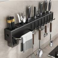 1 pieza Estante de pared para cuchillos, tenedores y cucharas de cocina, organizador multifuncional colgante para cuchillos, palillos, cucharas y utensilios, nuevo soporte de almacenamiento de cubiertos sin taladro, apto para cuchillos de cocina, cucharas y tenedores