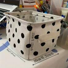 Open-Top Decorative Storage Box, Foldable Polyester Basket With Black Polka Dots For Home Sundries(3PC) - Polka Dot 3PC - View 2