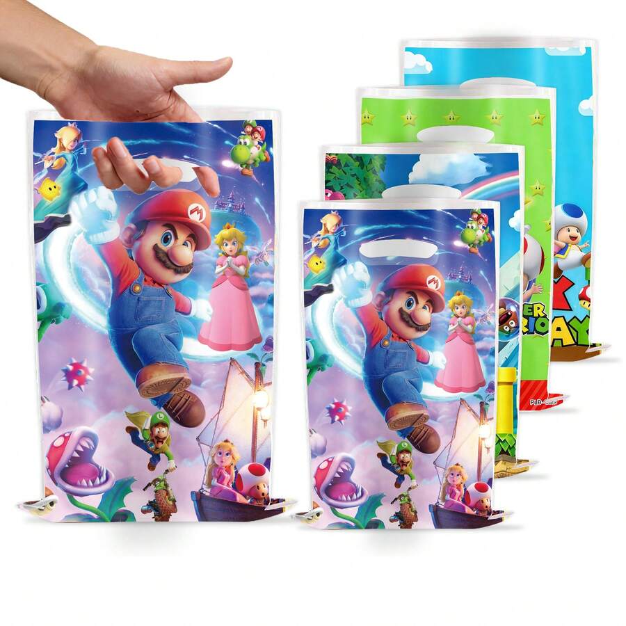 10 túi tote in hình S-Uper M-Ario, túi quà tặng sinh nhật, túi quà tặng hoạt hình cho tiệc, sự kiện fan và trang trí ngày lễ - Nhiều màu - Xem 1