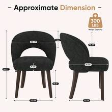 Mid Century Modern Dining Chairs Set Of 2/4/6, Upholstered Lounge Chairs, Open Curved Backrest, Breathable Fabric, Sturdy Solid Wood Legs, Ergonomic Design, Suitable For Dining Room, Living Room, Kitchen, Office, Bedroom, And Apartment(Black) - Black - View 5