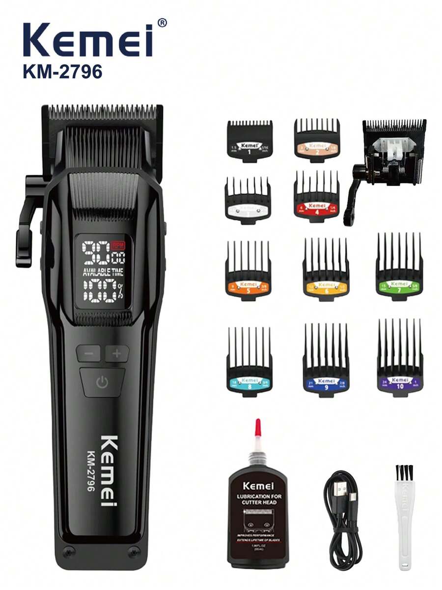Kemei 男士理髮器 專業理髮器 USB充電式 男士電動理髮器 頭髮與鬍鬚修剪器 無線理髮器 專業理髮師使用 男士禮物 - 黑色 - 查看 1