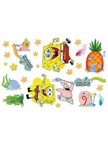 SpongeBob SquarePants 1 قطعة ملصق حائط بشكل مربع مناسب للنوافذ والجدران والحمامات والغرف النوم وهدايا عيد الميلاد وديكورات حفلات العطلات - ملصقات جدارية - مشاهدة 6