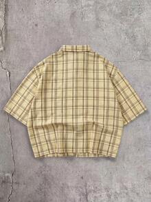 Men's Casual Plaid Print Contrast Color Loose Fit Dropped Shoulder Shirt, Suitable For Daily Commute In Summer - Multicolor - View 2