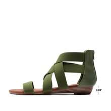 Women's Elastic Ankle Strap Low Wedges Sandals Casual Dressy Summer Flat Sandals Cute Gladiator Shoes - 軍綠色 - 查看 4