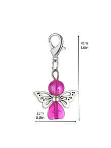 1pc DIY Colorful Beaded Angel Pendant, Heart-Shaped Beads Cute Angel Keychain, Creative Gift For Lover, Friend, Girlfriend, Holiday, Festival, Mobile Phone, Car Accessories, Keychain, Small Gift For Events - Multicolor - View 12