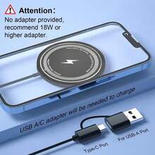 15W High-Speed Magnetic Wireless Charger, With USB-Type-C Fast Charging Port, Comes With Fast Charging Cable, Stable And Efficient Charging; Compatible With IPhone 17/16/15/14/13/12 Pro Max And Other Qi Wireless Charging Supported Devices. - Black - View 8