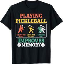 Playing Pickleball Improves Memory Pickleball Gift Unisex T-Shirt - Negro - Ver 1