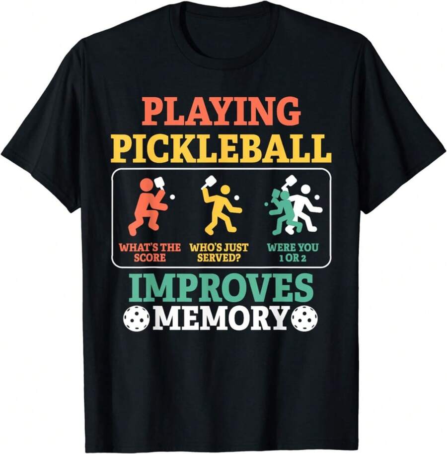 Playing Pickleball Improves Memory Pickleball Gift Unisex T-Shirt - Negro - Ver 1