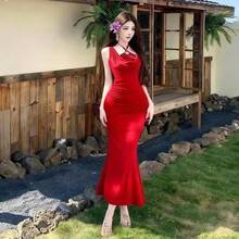 Women Short Dresses - Red*1361 - View 2