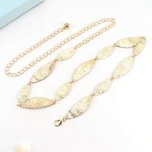 1 chiếc thắt lưng nữ họa tiết rồng, co giãn, có khóa cài, thích hợp để đeo hàng ngày. - Vàng - Xem 4