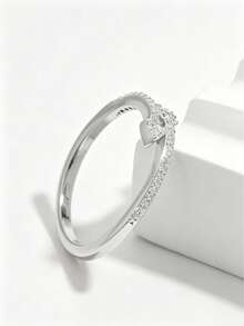 1 chiếc nhẫn bạc 925 kiểu dáng tối giản, thanh lịch, đính đá Cubic Zirconia hình mũi tên đôi, thích hợp cho nữ giới đeo hàng ngày, hẹn hò, dự tiệc để thể hiện vẻ quyến rũ. - Bạc - Xem 5