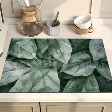 1pc Vintage Botanical Pattern Absorbent Dish Drying Mat, Home Decor, Suitable For Espresso Machine, Sink, Faucet, Bathroom, Kitchen Accessories - Multicolor - View 3