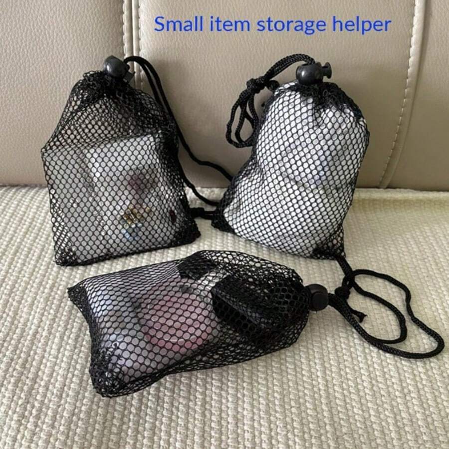 8 piezas Bolsas de malla con cordón,Dormitorio - Negro - Ver 1