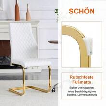 Table And Chair Set. Round 60cm Table In Walnut-Effect MDF, Gold Support Base, Matching 2 Black Dining Chairs With Diamond Pattern And Gold Metal Frame. - Platinum - View 9