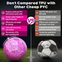 Size 4 Glitter Pink Soccer Ball For Training Recreation Playing Outdoor Sports School Teen Youth Birthday Gift Accessories - 閃亮粉紅色 - 查看 2