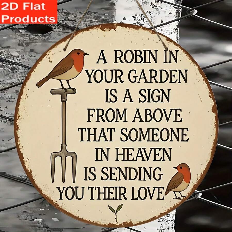 2D Flat - 2D Flat - Decorative Sign & Plaque - 1pc Vintage Wooden Decorative Sign - "Your Garden's Mockingbird" Garden Decoration, Rural Vintage Decor, Style As Shown In The Size Chart - Multicolor - View 1