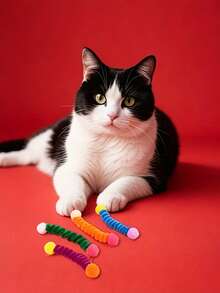 Random Color Durable Cat Interactive Toy - Indoor Elastic Toy, No Battery Required, Made Of Durable Polyester Fiber Material, Suitable For Kittens And Adult Cats; Soft And Skin-Friendly Design, Can Stimulate Hunting Instincts And Play Interest; Realistic Hunting Toy, Energetic Cat Toy, Plush Ball Toy, Indoor Cat Toy. - Multicolor - View 5