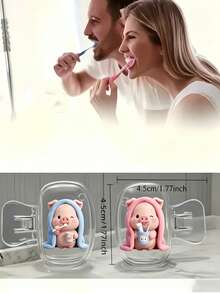 2pcs Cute Pig Pattern Toothbrush Storage Box, Fashionable Portable Family Toothbrush Holder, Travel Essential Protective Case, Suitable For Home And Travel Toothbrush Organizer, Home Organization And Travel Essential, Perfect Gift For Family And Friends - Multicolor - View 12