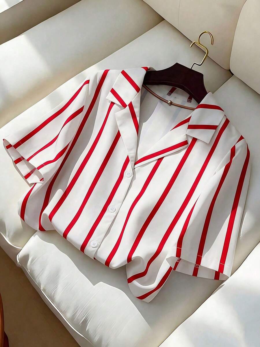 Nueva blusa de mujer de manga corta y cuello en V adelgazante, para primavera/otoño - Multicolor 3 - Ver 1