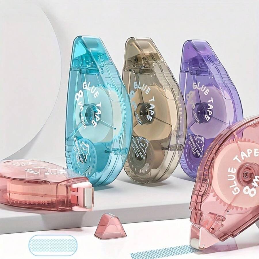 1/8Pcs Large-Capacity Roller Double-Sided Tape - High Viscosity, Easy To Stick And Peel, Convenient And Fast, Suitable For Crafts, Scrapbooks, School And Office Crafts Tape - Random Color/1PC - View 1