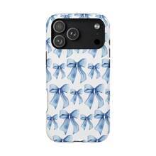 Apple 17 Pro Max Plus Blue Watercolor Bows Phone Case |   MagSafe Shockproof Case 23 24 25 26 - 白色 - 查看 9