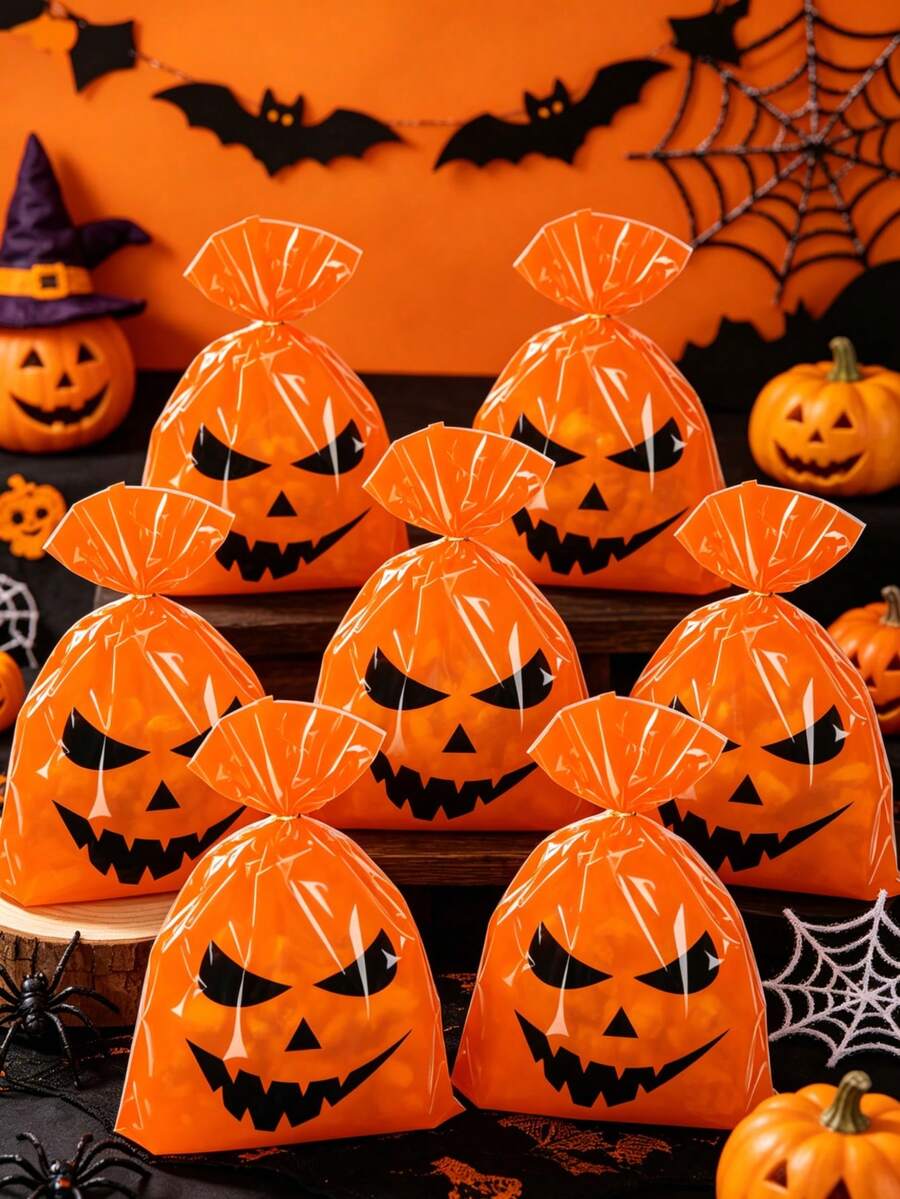 10/30pcs Halloween Large Gift Bags, Halloween Pumpkin Design Gift Packaging Bags, Halloween Party Supplies, Halloween Trick Or Treat Decorations, Halloween Party Gift Decoration Bags, Happy Halloween Decorations, Halloween Party Table Decorations, Halloween Home Storage Bags, Halloween Gift Packaging Supplies, Halloween Home Decor, Halloween Room Decor, Halloween Bags, Halloween Gifts - Halloween Pumpkin - View 1