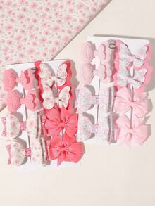 8pcs Floral Fabric + Ribbed Patchwork Non-Damaging Hair Clips, Korean Sweet Style, Suitable For Students' Daily Wear / Performance Styling - Mixed color - View 3