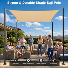 RCUICA Heavy Duty Shade Sail Poles Awning, Gazebo & Canopy Stand Shed Bracket(Sunshade Sails Are Not Included),2 Pack – 12FT Metal Sun Shade Post With Spiral Anchor, Rustproof Outdoor Canopy Stand For Patio, Backyard, Garden, Deck, Pool, Camping, BBQ, Wedding - Black - View 4