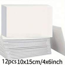 12片/套，10.16x15.24厘米或10x10厘米油画画布，批发，适用于油画、丙烯画、水彩画、流体画等艺术创作，空白白色平面画布，适用于丙烯画、油画等。 - 多色 - 查看 12