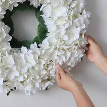 1pc Artificial Flower, Pompon Wreath Door Hanging, Suitable For Holiday Gift Decoration - White - View 3