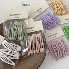 5pcs Cute Sweet Girly Colorful Fresh Bathroom Temporary Hair Clips, Minimalist Personalized Bangs Clips, BB Clips - Temporary Hair Clip - View 5