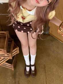 Summer Clothes, Mini Skirt, Summer, Polka Dot, Cute Skirt, Girl, Korean Style Skirt, Spring, Makes You Look Younger, Retro, Polka Dot, Wood Ear Mushroom, Lotus Leaf Edge. Makes You Look Thinner, Skirts Everywhere, Girl - AA - View 3