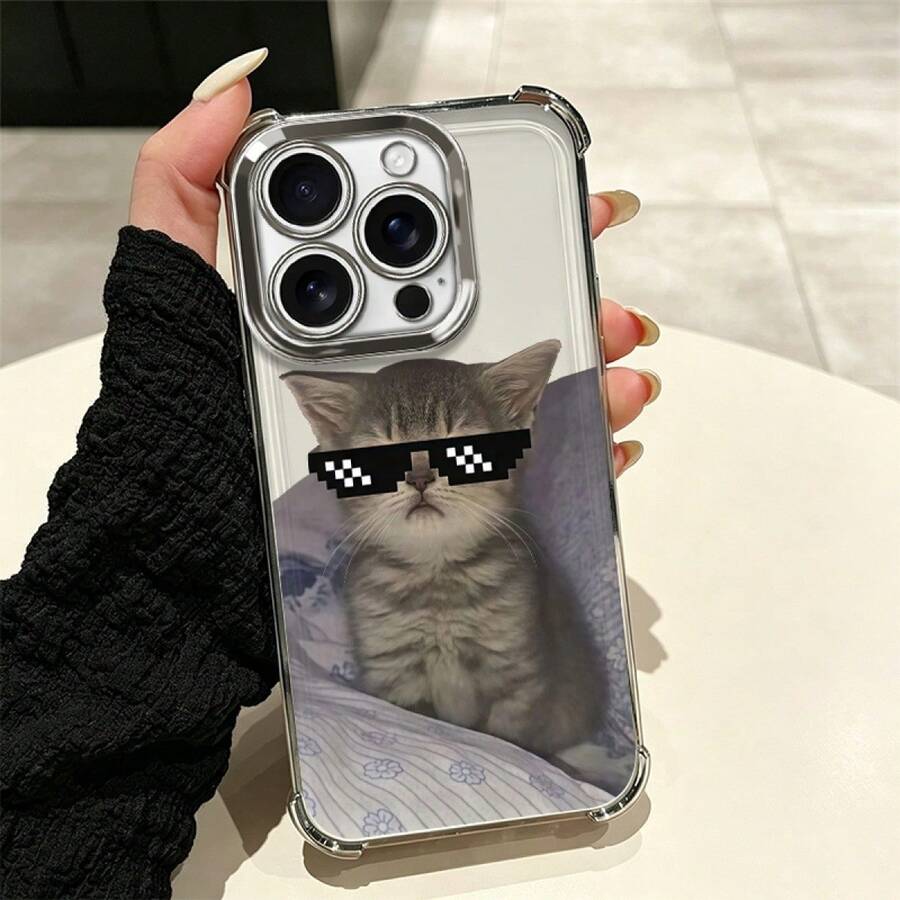 Cat-Shaped Phone Case With A Modern Design And Full Drop And Scratch Protection, Suitable For Multiple Mobile Models Such As The Galaxy A Series Up To The Pro Max (Including Mini, Plus, Pro, Pro Max, And Pro Max), Galaxy A And S Series (A03, A04, A04e, A05, A06, A12, A15, A22, A32, A34, A35, A54, A55, S23, S24 Ultra), Moto G52, G54, G84, Poco C40, C65, M5s, M6 Pro 4G, X5, X6, X6 Pro, And 9A, A3, Note 11 4G. This Comfortable And Durable Case Is Ideal For Everyday Personal Use. - 銀色 - 查看 1