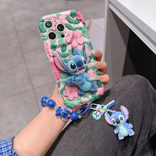 Disney Has Authorized, Phone Case - Chain Set, The Stitch Lilo & Stitch 3D Phone Case Plus A Silicone 3D Stitch Bracelet With Metallic Ring Removable Bracelet, Stitch And Angel Pattern, Compatible With Iphone17/16/15/14/13/12/11/XS/XR/X Plus Pro Max, A Stylish Cartoon Phone Case, The Perfect Gift Choice, Phone Protection, Durable Phone Cover, Great Gift For Friends And Family. - trắng - Xem 6