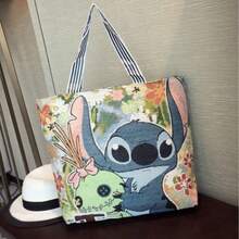 1pc Lilo & Stitch Canvas Tote Bag & Crossbody Bag, Large Capacity Cute Washable Handbag, Unisex Portable Bag, Suitable For Office, School, Work, Travel & Beach. Perfect Birthday Gift, Back To School Gear And Personalized Office & Daily School Supplies - A - View 1