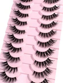 New 10 Pairs Half Lashes Clear Band Eyelashes Cat Eye False Eyelashes Transparent Fiber Lashes Half-Strip False Eyelashes, Cosplay Anime Lashes Cat Eye Lashes With Cartoon Style Eye Tail Elongated Eyelashes, 30D Fluffy, Thick Eye Corner Lashes, Faux Mink Lashes, Photogenic False Eyelashes, Suitable For Wearing Bold/Dramatic Makeup, Suitable For Outdoor Outings Or Travel-MG11 - Black - View 4