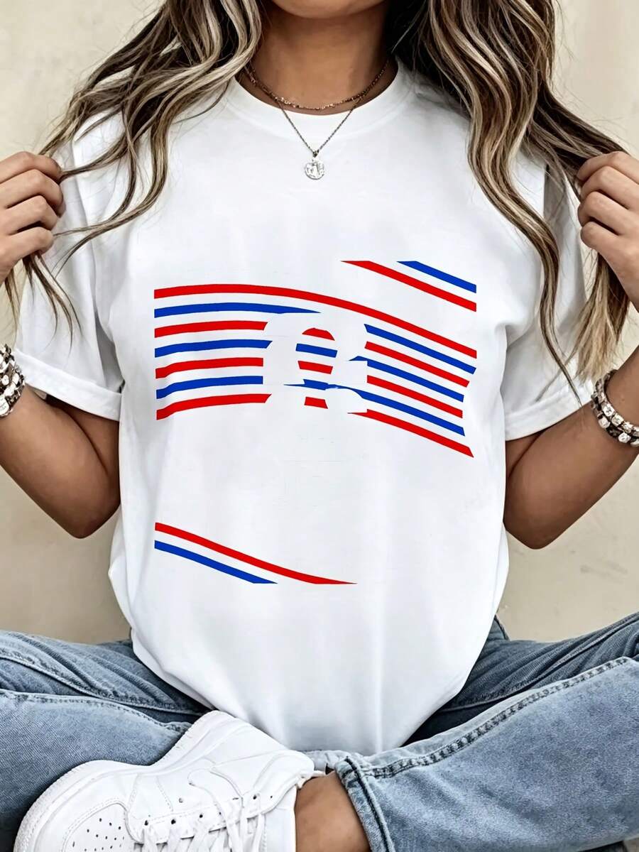 [Official FIFA World Cup Licensed]USA Flag Inspired Patriotic T-Shirt For Women Men - Black Cotton Crew Neck Tee With US FIFA Logo, Red Blue White Stars Stripes Design, Soft Breathable Summer Casual Top - Perfect Gift For Soccer Fans, Independence Day, National Events - 白色 - 查看 1