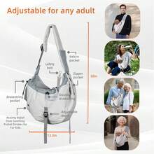 Nuova borsa a tracolla traspirante per animali domestici, ideale per le gite estive, portatile, traspirante, capiente, pieghevole, per cani e gatti. - Grigio - Visualizzare 3