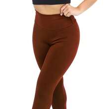 Flannel Pants For Cold Weather With Warm Lining, High Waist, Sizes S To XL. - Rust Brown - View 2