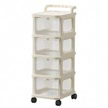 4-Tier Kitchen Storage Trolley, Foldable Mobile Rack For Bathrtoom, Laundry, Bedroom & Kitchen, Multi-Functional Organizer - White - View 8
